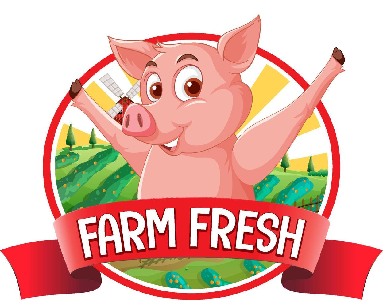 logo frais de la ferme porcine pour les produits de porc vecteur