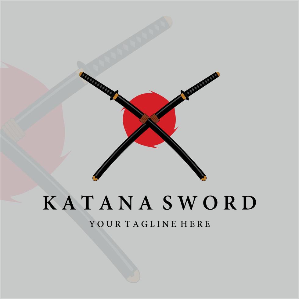 conception d'illustration vectorielle vintage du logo de l'épée katana. épée japonaise moderne de katana logo concept modèle emblème illustration vectorielle conception vecteur