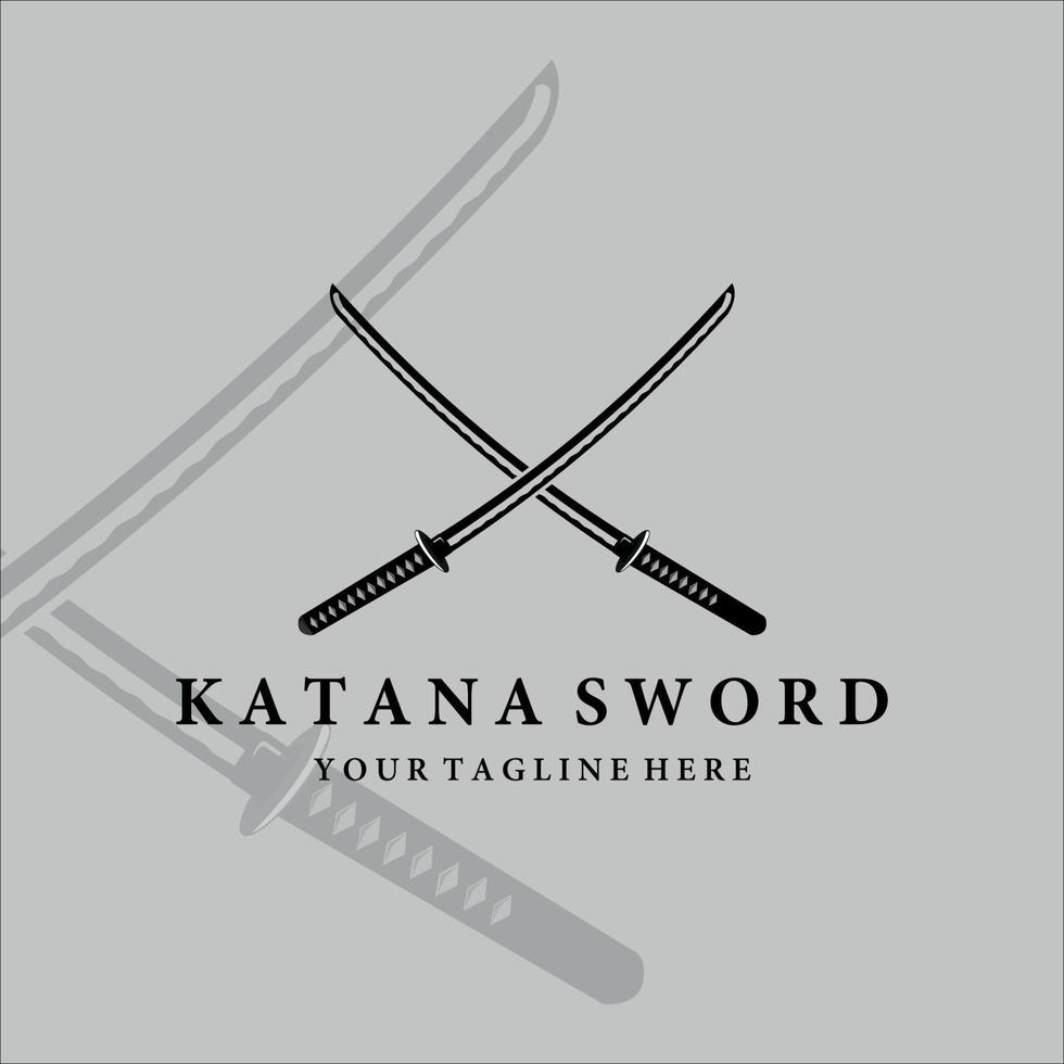 conception d'illustration vectorielle vintage du logo de l'épée katana. épée japonaise moderne simple de katana logo concept modèle emblème illustration vectorielle conception vecteur