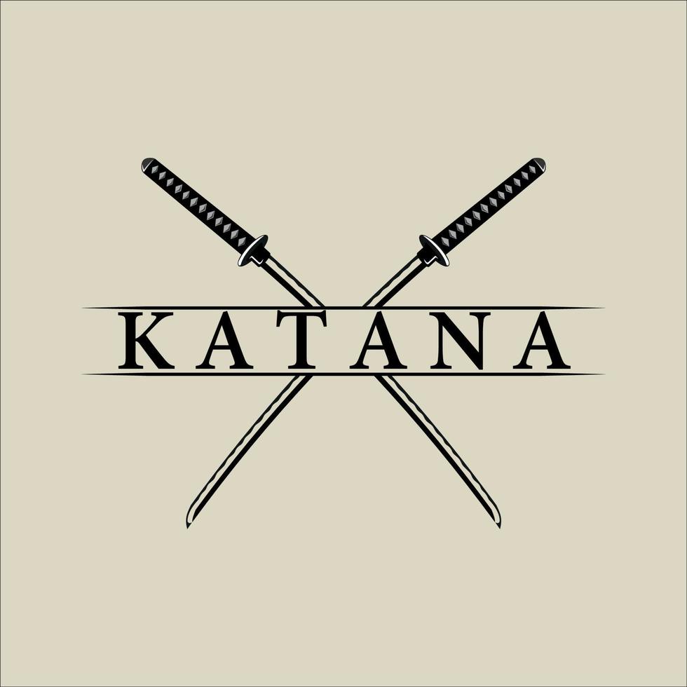 conception d'illustration vectorielle de modèle de logo vintage minimaliste épée katana. concept de logo d'emblème d'épée japonaise moderne simple. épée pour samouraï guerrier japonais logo concept vecteur design vintage