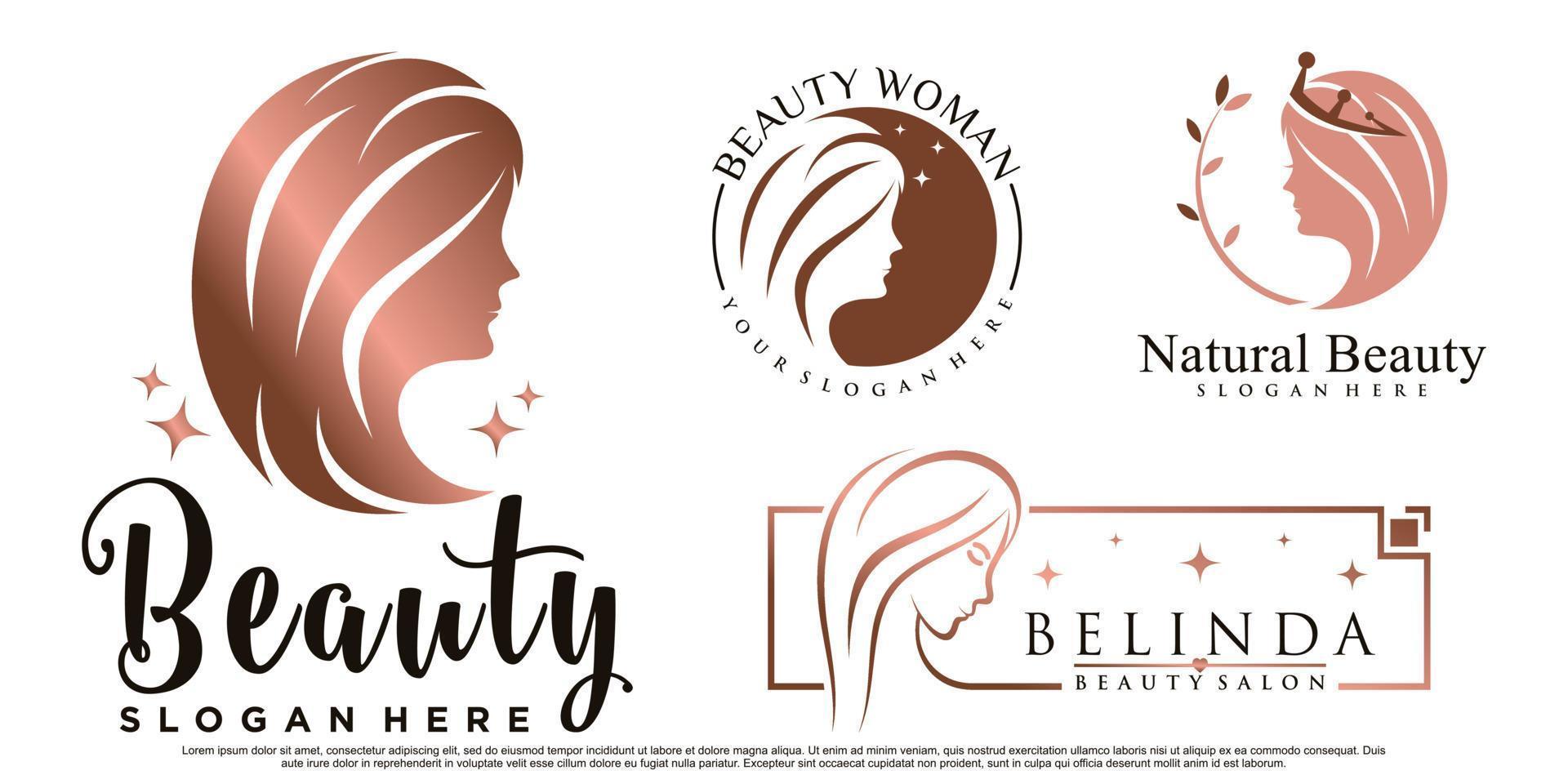 beauté femmes icon set logo design inspiration pour salon avec élément créatif vecteur premium