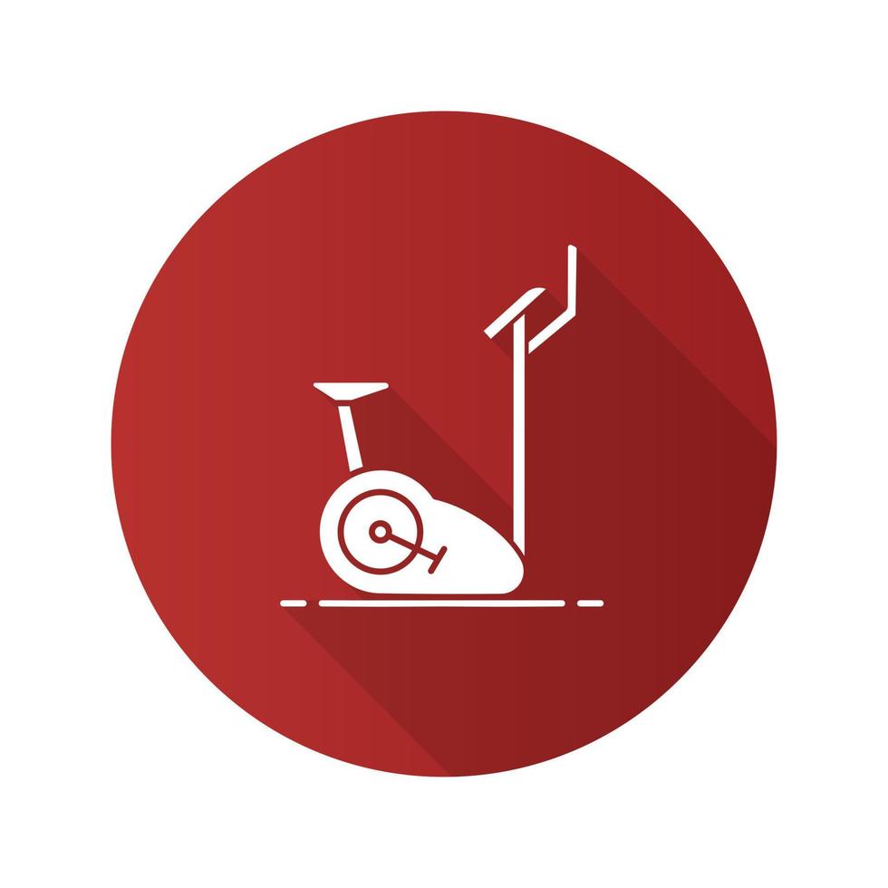 icône de glyphe d'ombre portée de conception plate de vélo d'exercice. vélo stationnaire. illustration vectorielle silhouette vecteur