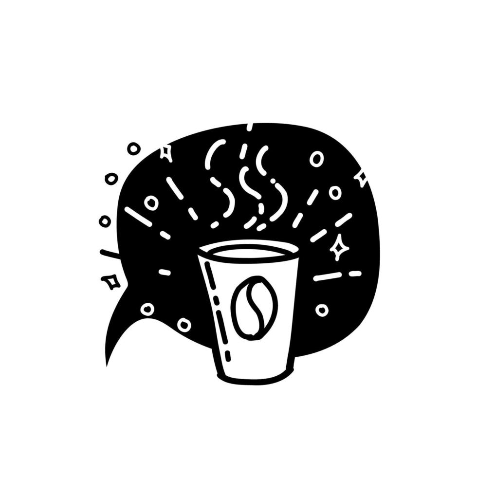 illustration de tasse à café en couleur noire dans un style doodle. vecteur