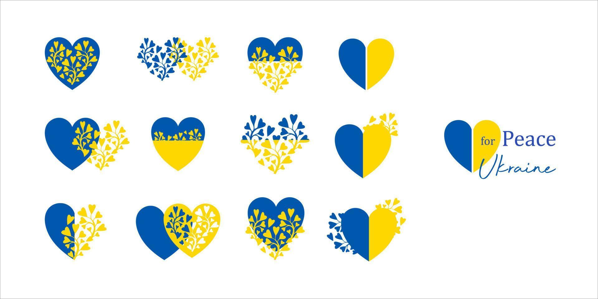 symbole du coeur couleur bleu et jaune la paix ukrainienne vecteur