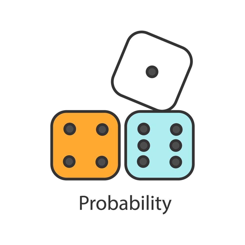 icône de couleur de dés. théorie des probabilités. jeux d'argent. illustration vectorielle isolée vecteur