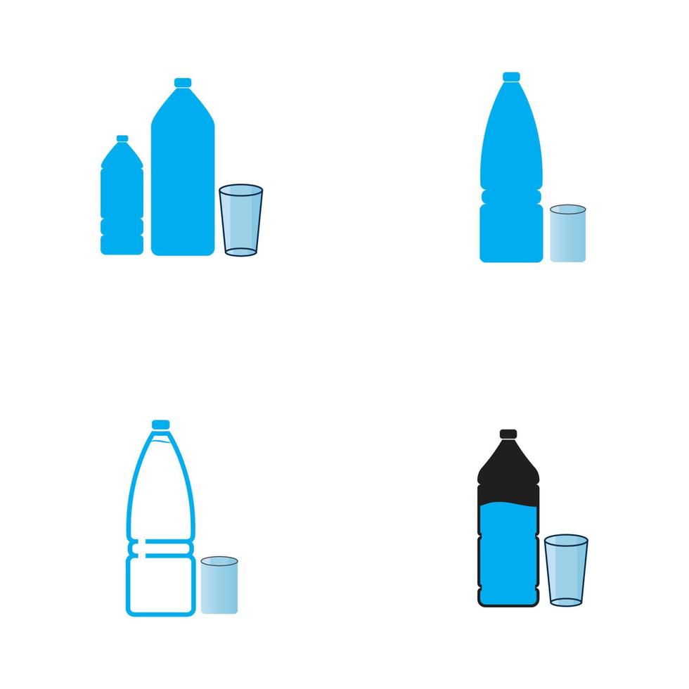 bouteille en plastique et icône de vecteur de verre