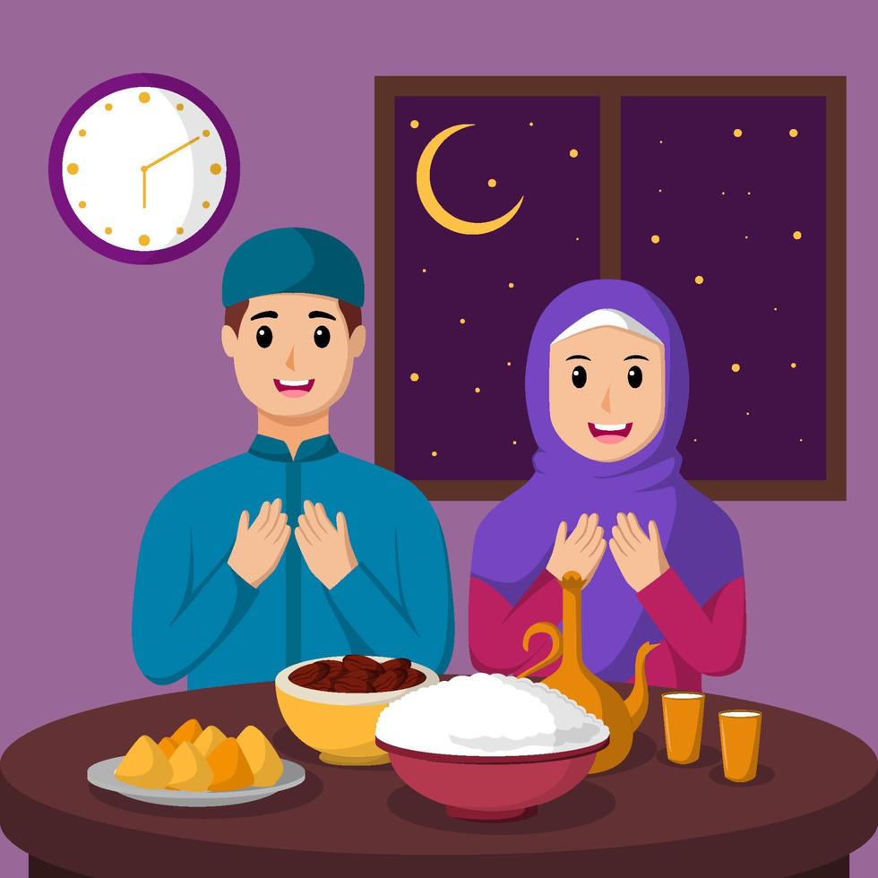concept d'iftar du mois de ramadan vecteur