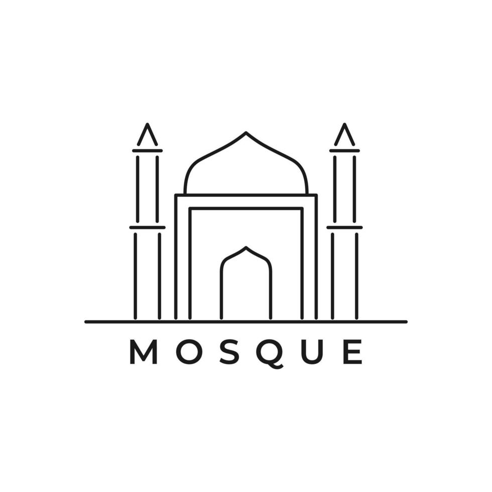 modèles de logo, icônes, symboles avec des formes de mosquée disposées à partir de lignes. vecteur