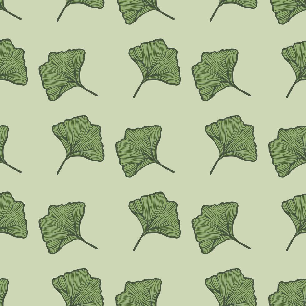 motif harmonieux de feuilles gravées de ginkgo biloba. fond vintage botanique avec feuillage dans un style dessiné à la main. vecteur