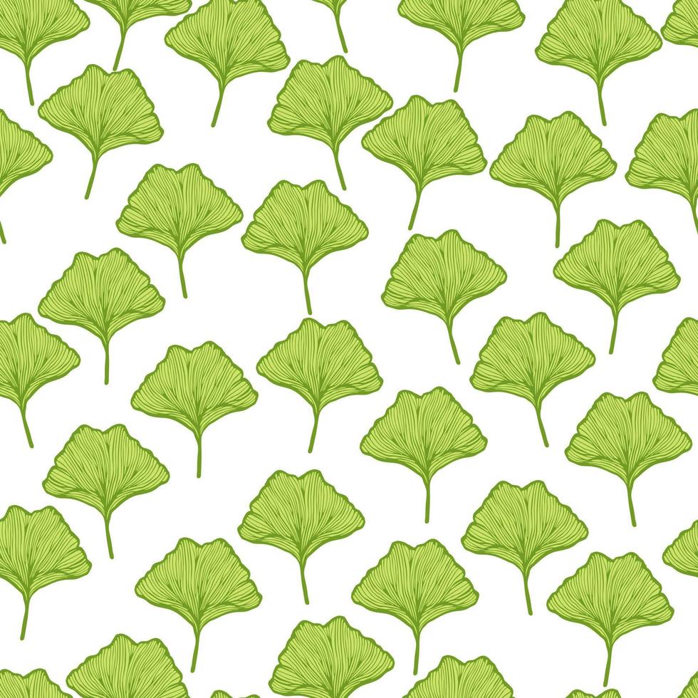 motif harmonieux de feuilles gravées de ginkgo biloba. fond vintage botanique avec feuillage dans un style dessiné à la main. vecteur