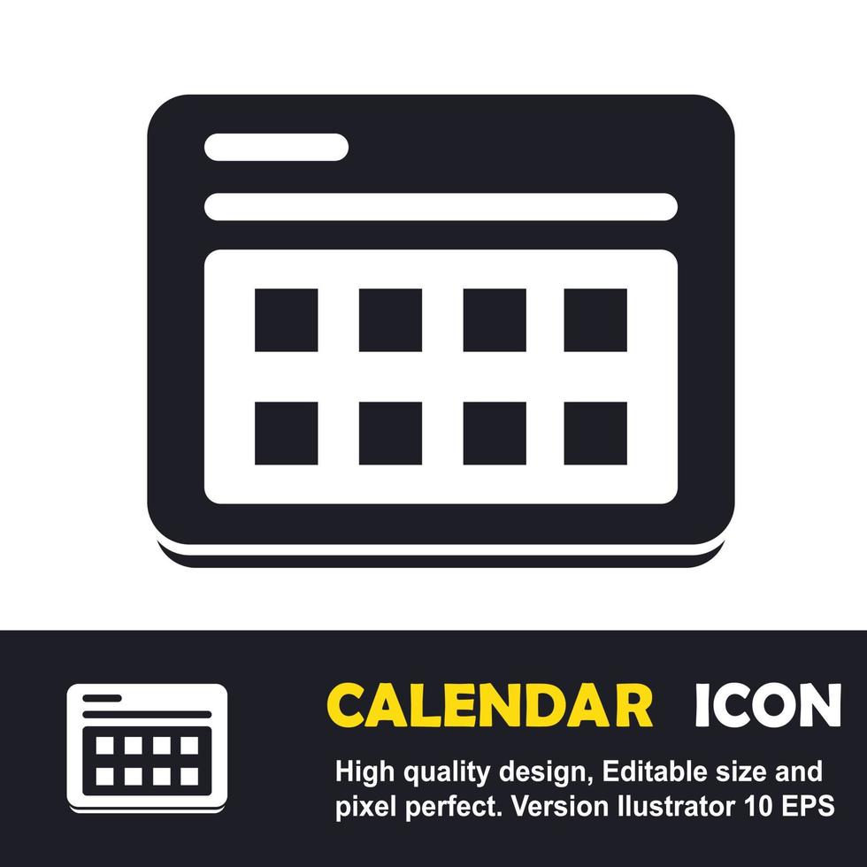 illustration de l'icône du calendrier et de la date, calendrier des activités. vecteur