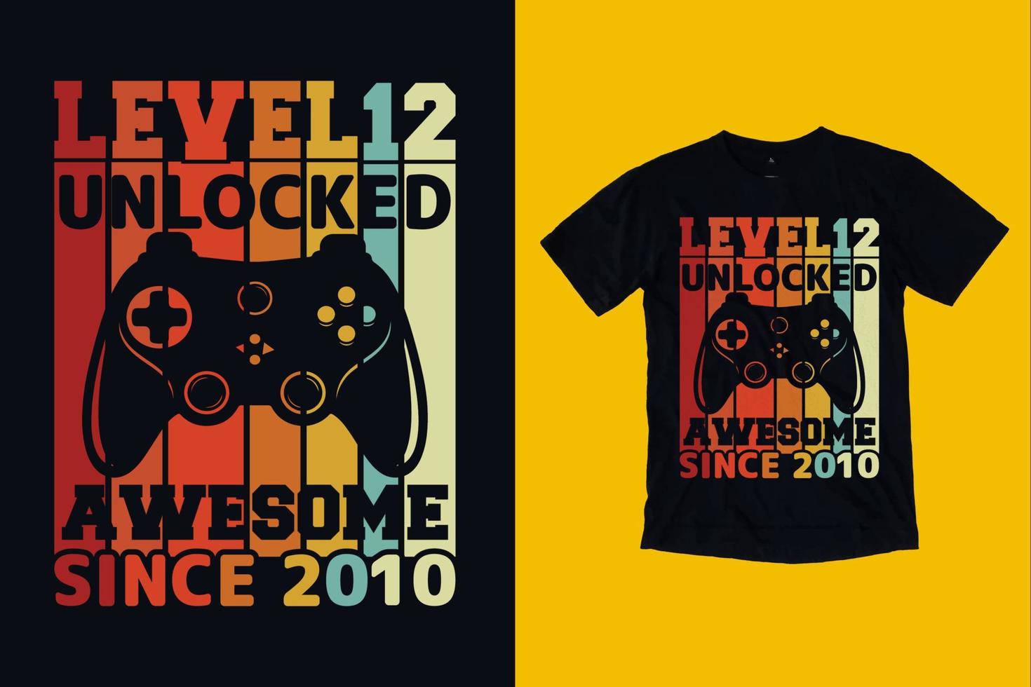 niveau 12 débloqué génial sine 2010 pour la conception de t-shirt gamer vecteur