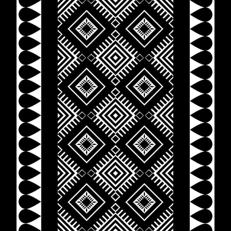 motif géométrique sans couture ethnique noir et blanc pour papier peint, arrière-plan, tissu, rideau, tapis, vêtements, emballage. vecteur