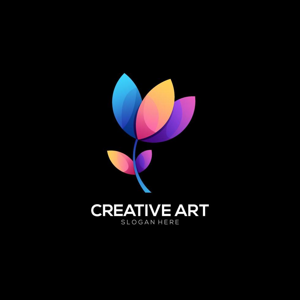 logo fleur dégradé design coloré vecteur