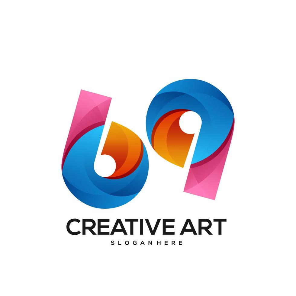 69 logo design coloré dégradé vecteur