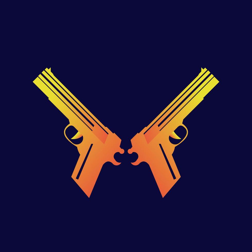 pistolet vintage logo dégradé or vecteur