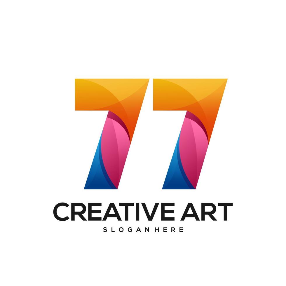 77 logo design dégradé coloré vecteur