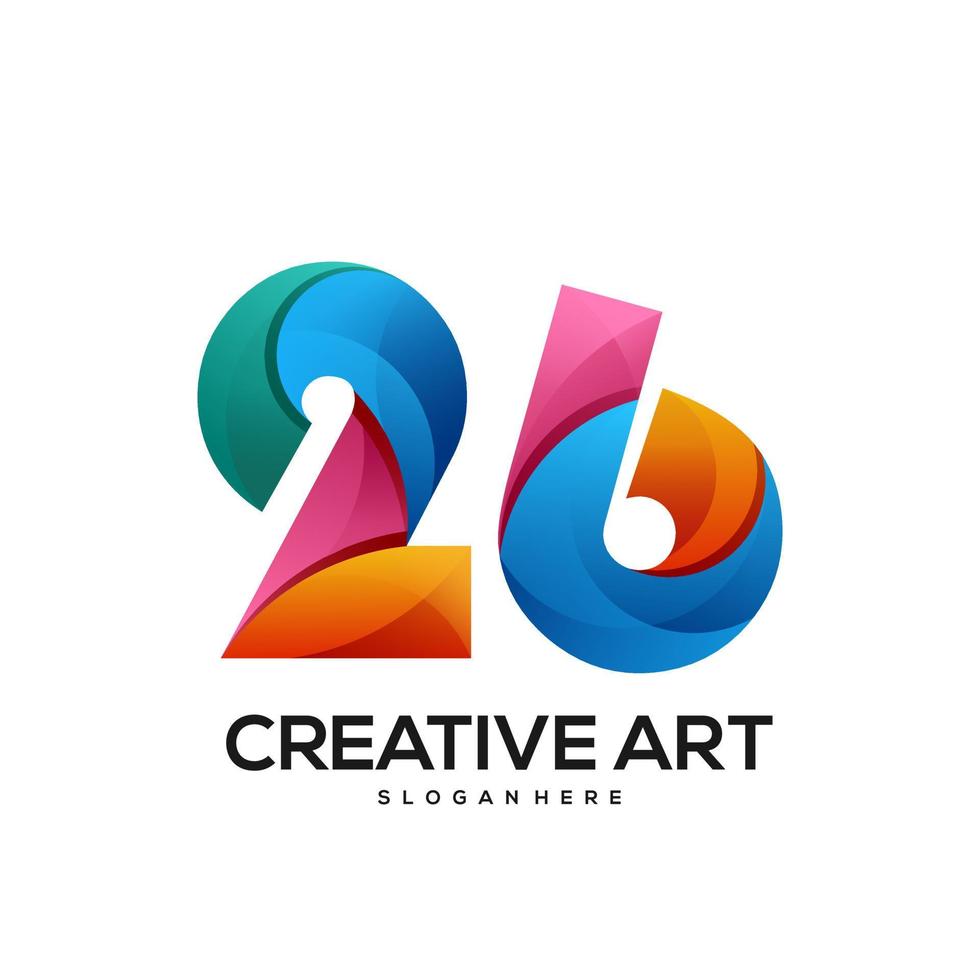 26 logo design dégradé coloré vecteur