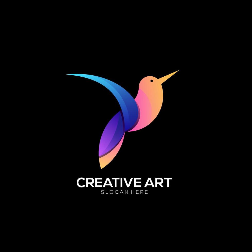 logo oiseau dégradé design coloré vecteur