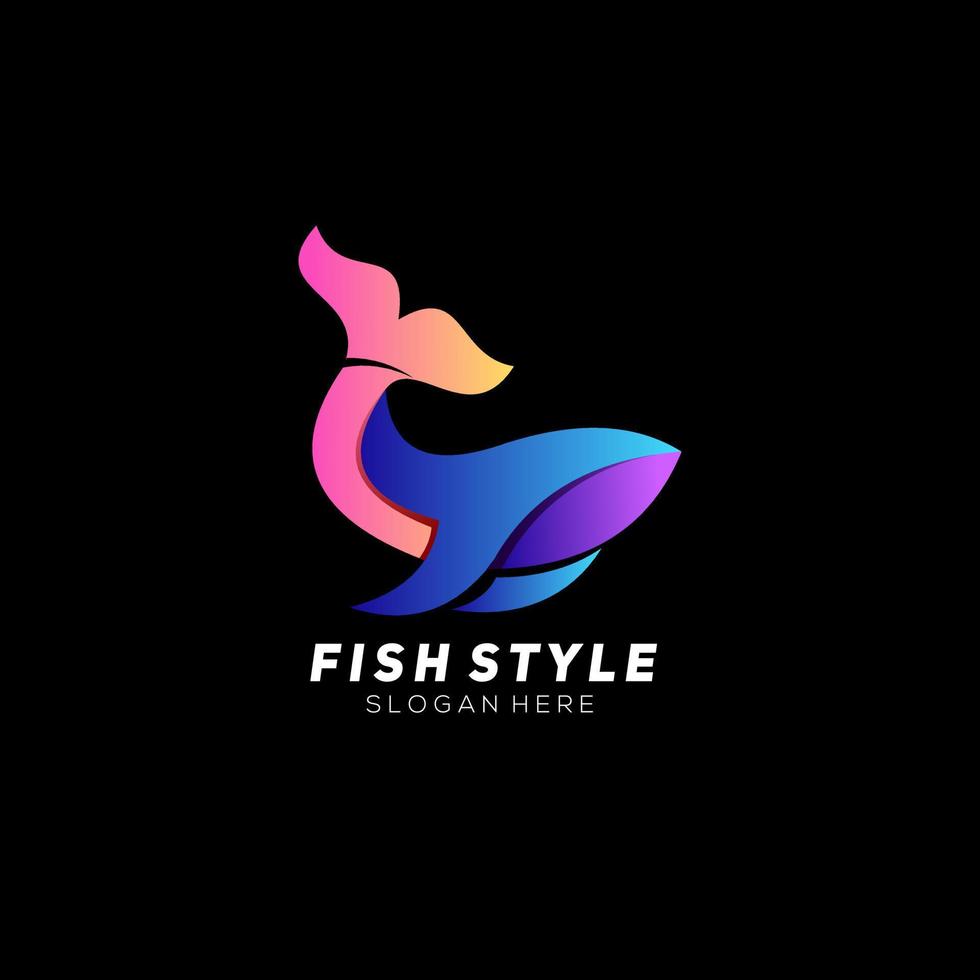 dégradé de conception colorée de logo de poisson vecteur
