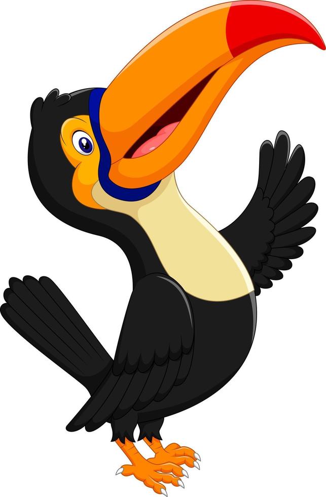 dessin animé oiseau heureux toucan vecteur