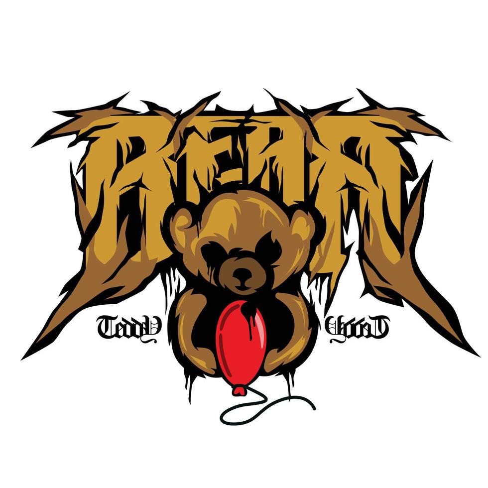 ours en peluche death metal vecteur