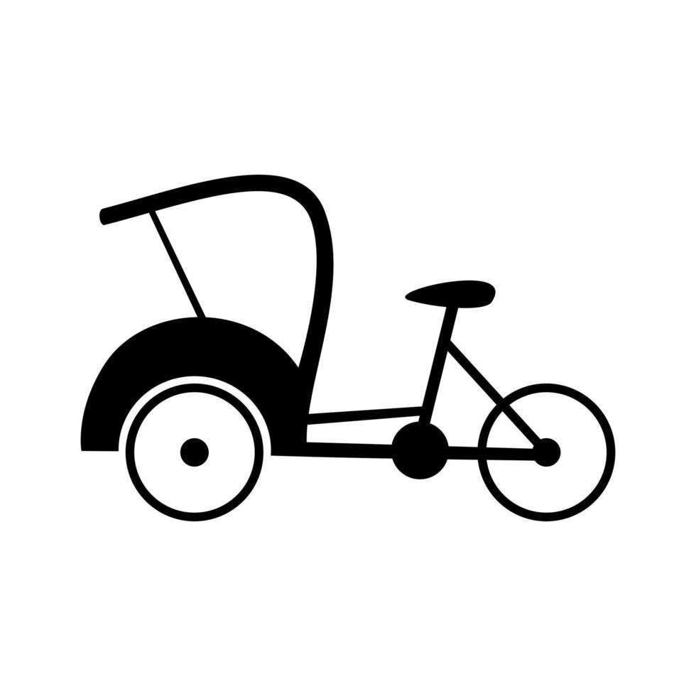 becak, icône de vecteur de transport de pousse-pousse en indonésie.