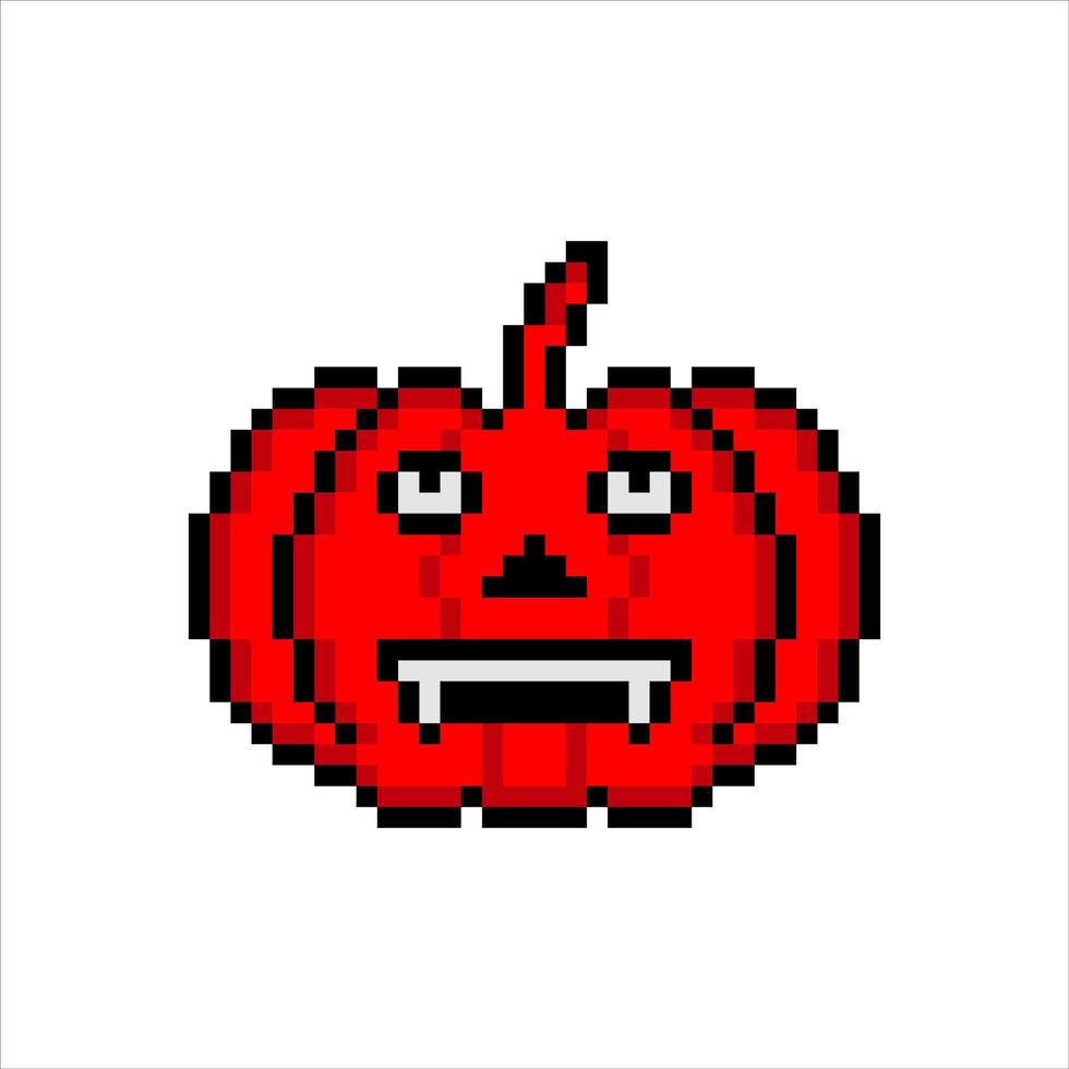 émoticône ou emoji avec citrouilles en pixel art. illustrations vectorielles isolées sur fond blanc. vecteur