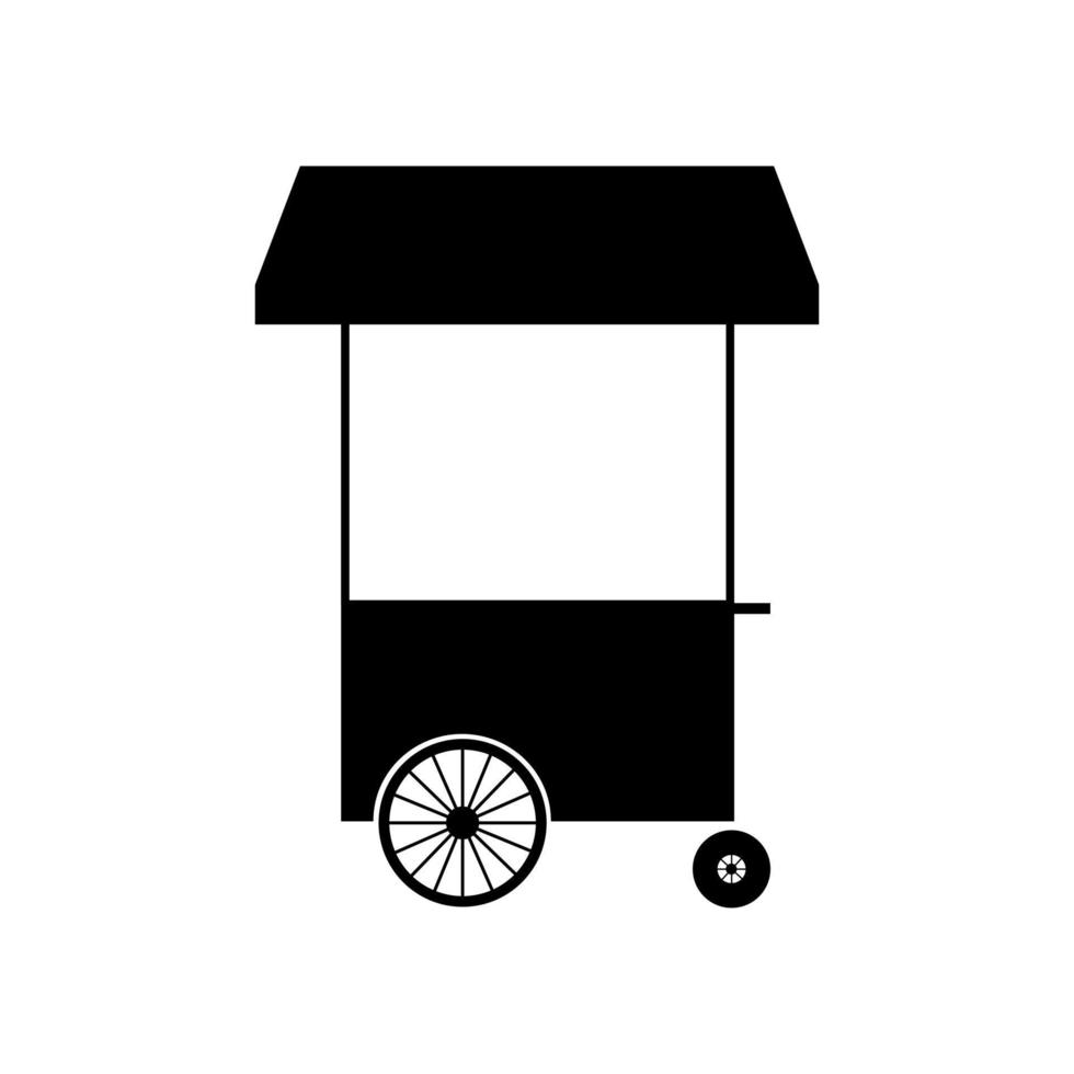 icône de vecteur de chariot de nourriture de rue avec style silhouetee sur fond blanc.