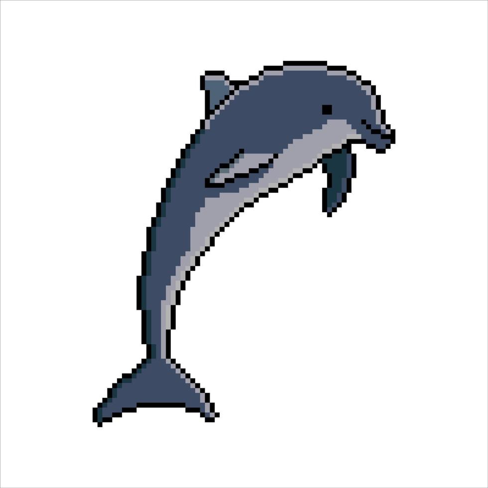 saut de dauphin en pixel art. illustration vectorielle. vecteur