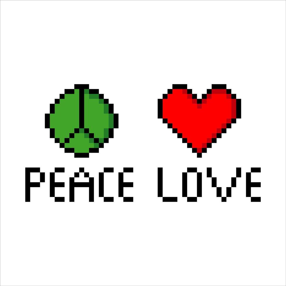 symbole d'amour de paix en pixel art. illustration vectorielle. vecteur