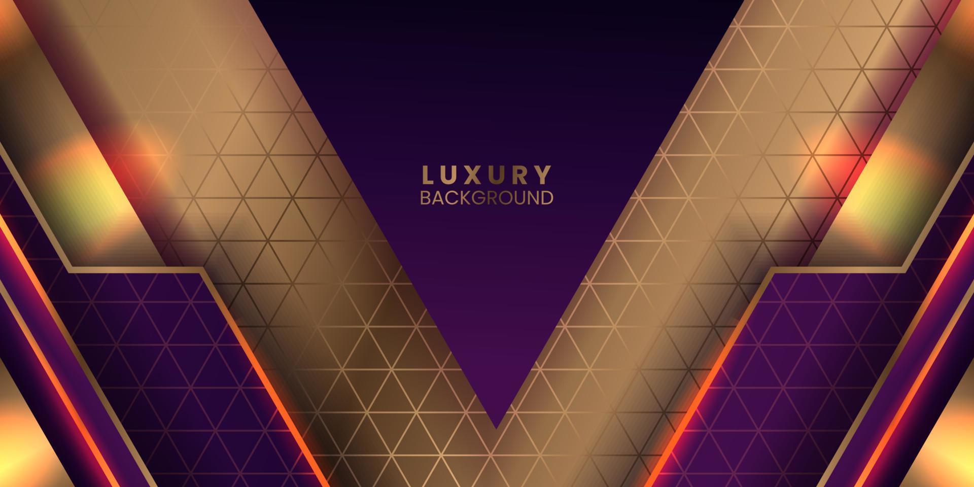 Violet violet de luxe élégant 3d avec une couleur dorée pour le prix de fond futuriste avec une forme géométrique vecteur