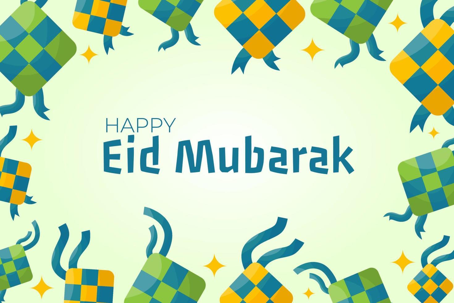 fond eid mubarak avec dessin vectoriel ketupat