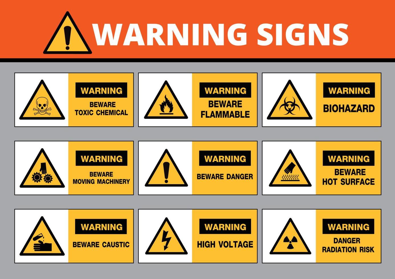 panneau d'avertissement, symboles de construction, dessin vectoriel