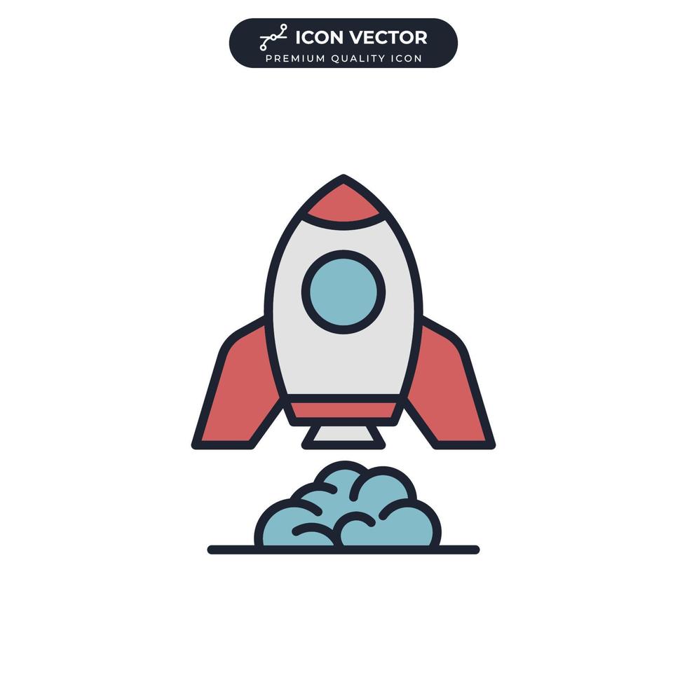 modèle de symbole d'icône de fusée de mission pour l'illustration vectorielle de logo de collection de conception graphique et web vecteur