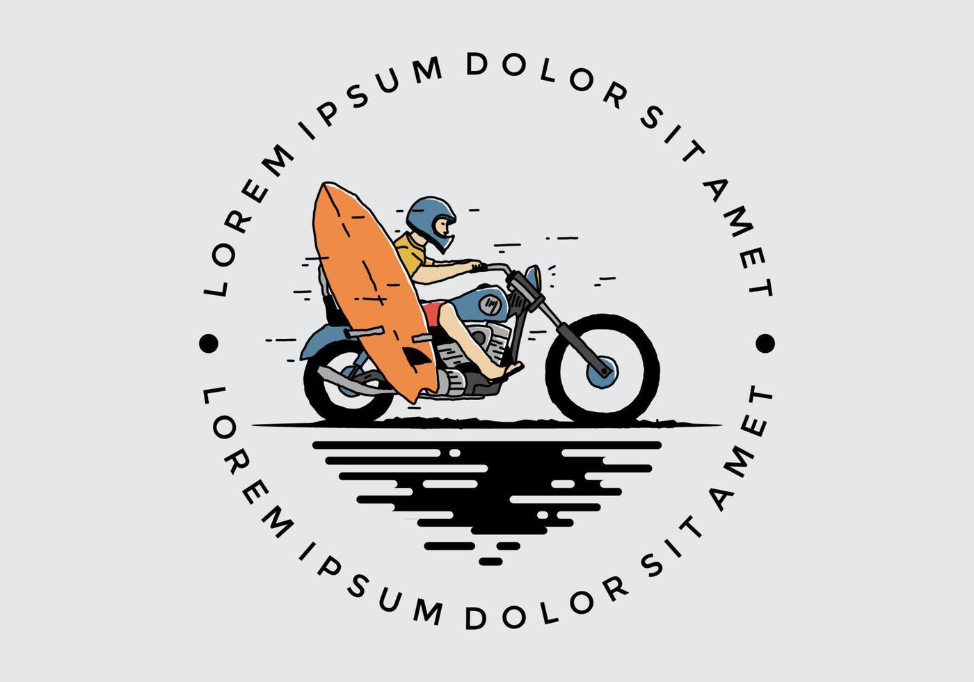 faire de la moto avec illustration de planche de surf vecteur