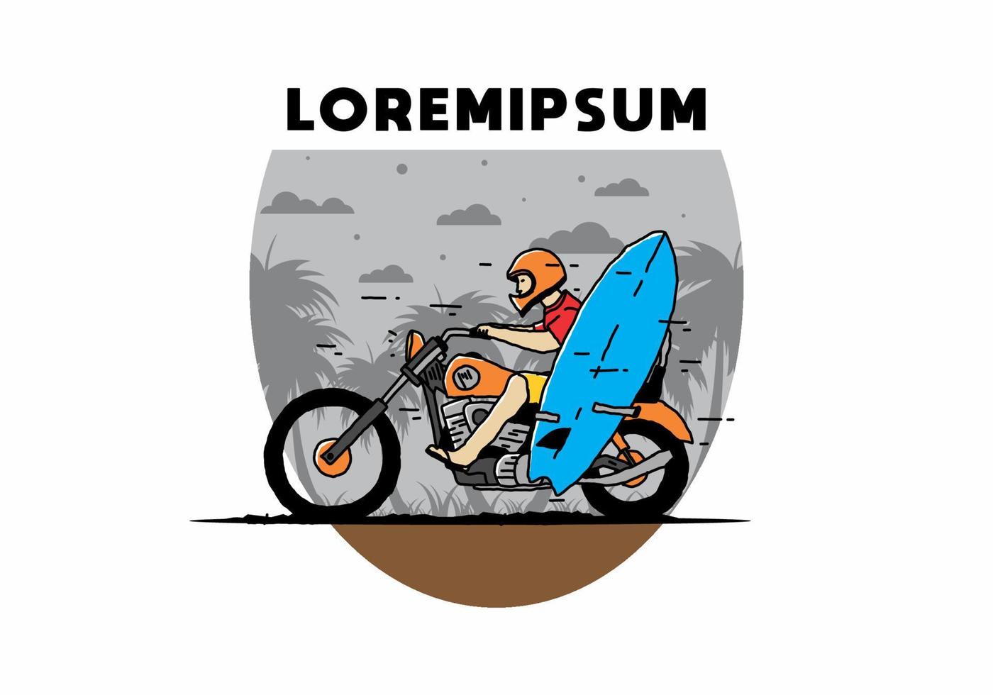 faire de la moto avec illustration de planche de surf vecteur