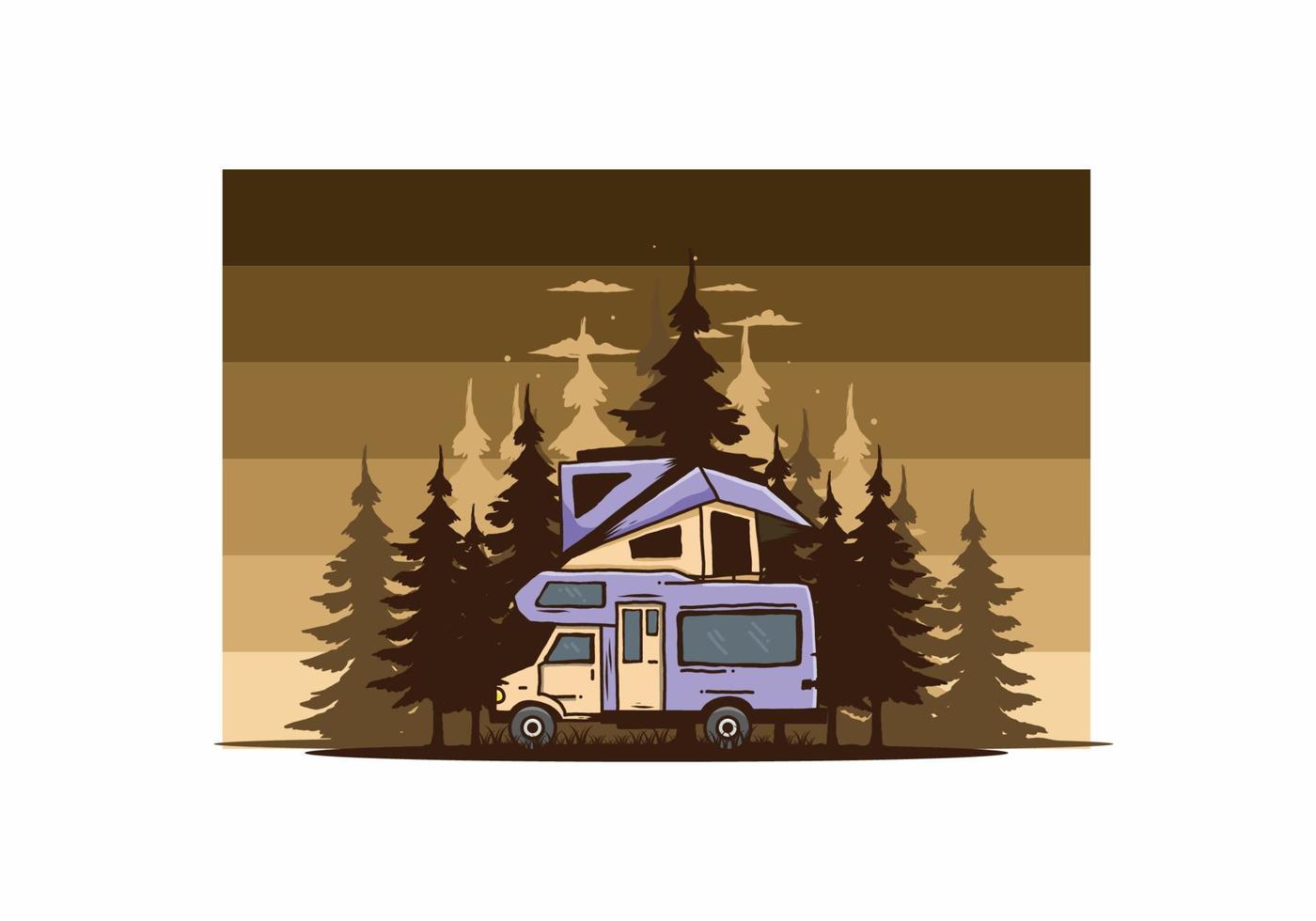 toit de voiture camping dans la jungle illustration vecteur