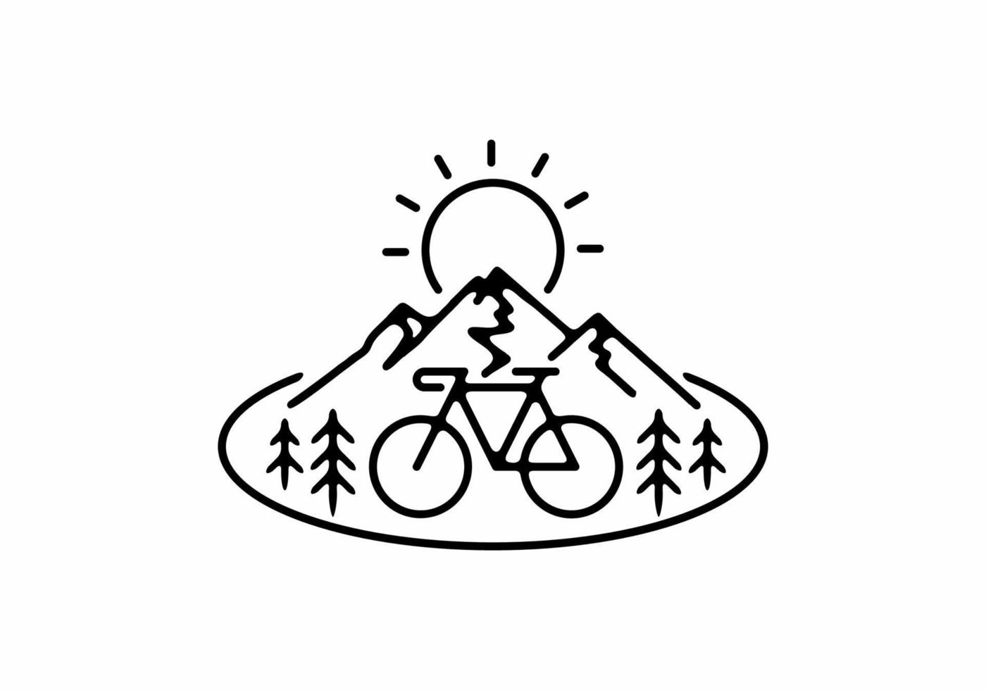 dessin au trait noir vélo de montagne vecteur