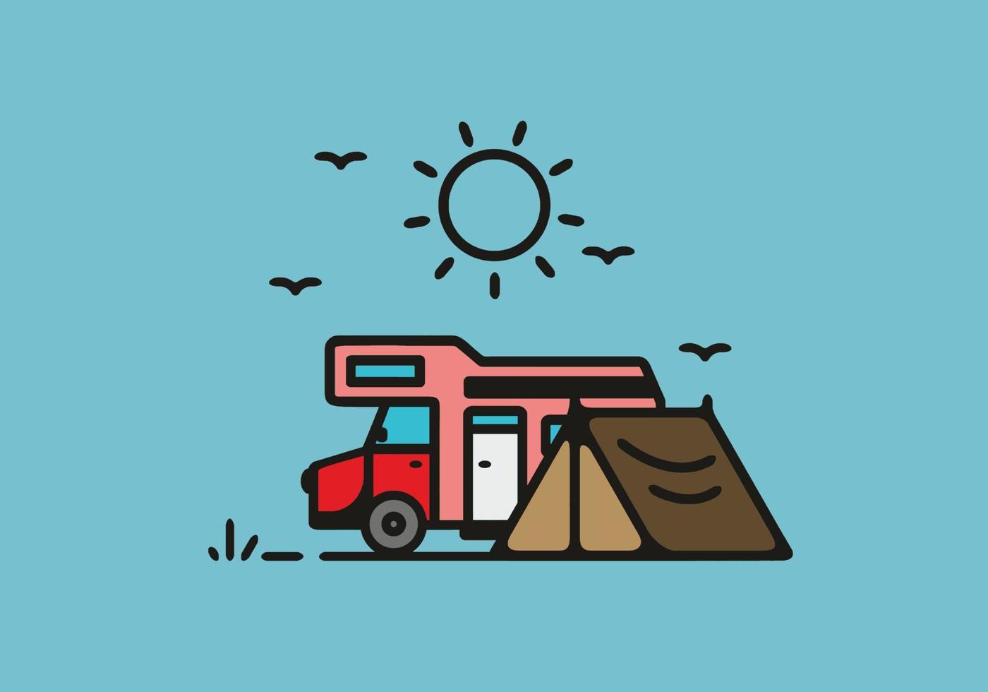 illustration de camping camping car simple vecteur