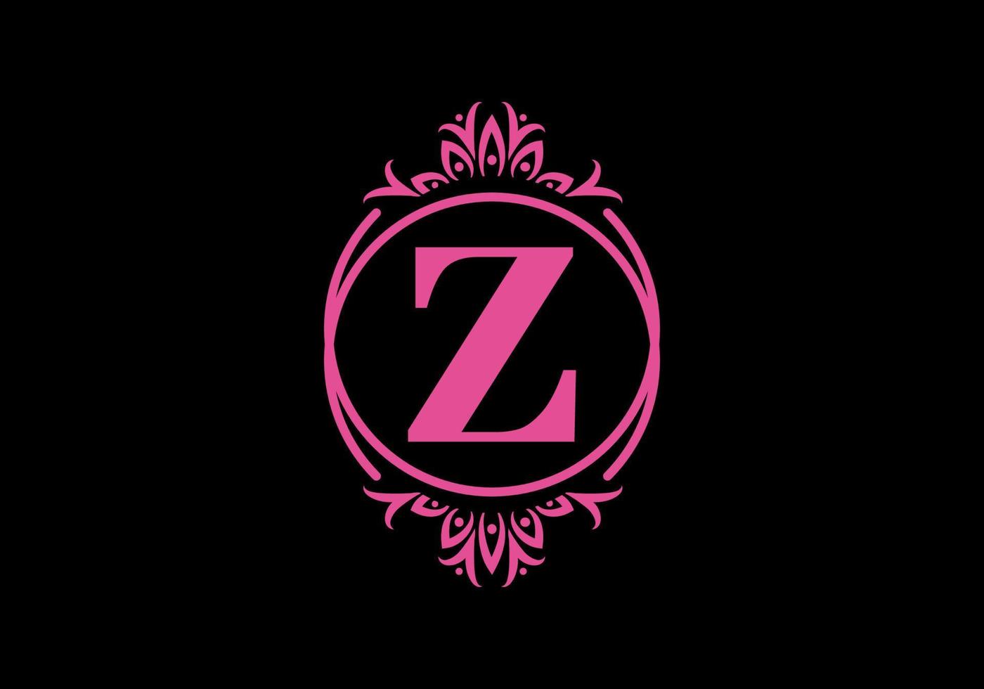 rose noir de la lettre initiale z dans un cadre classique vecteur
