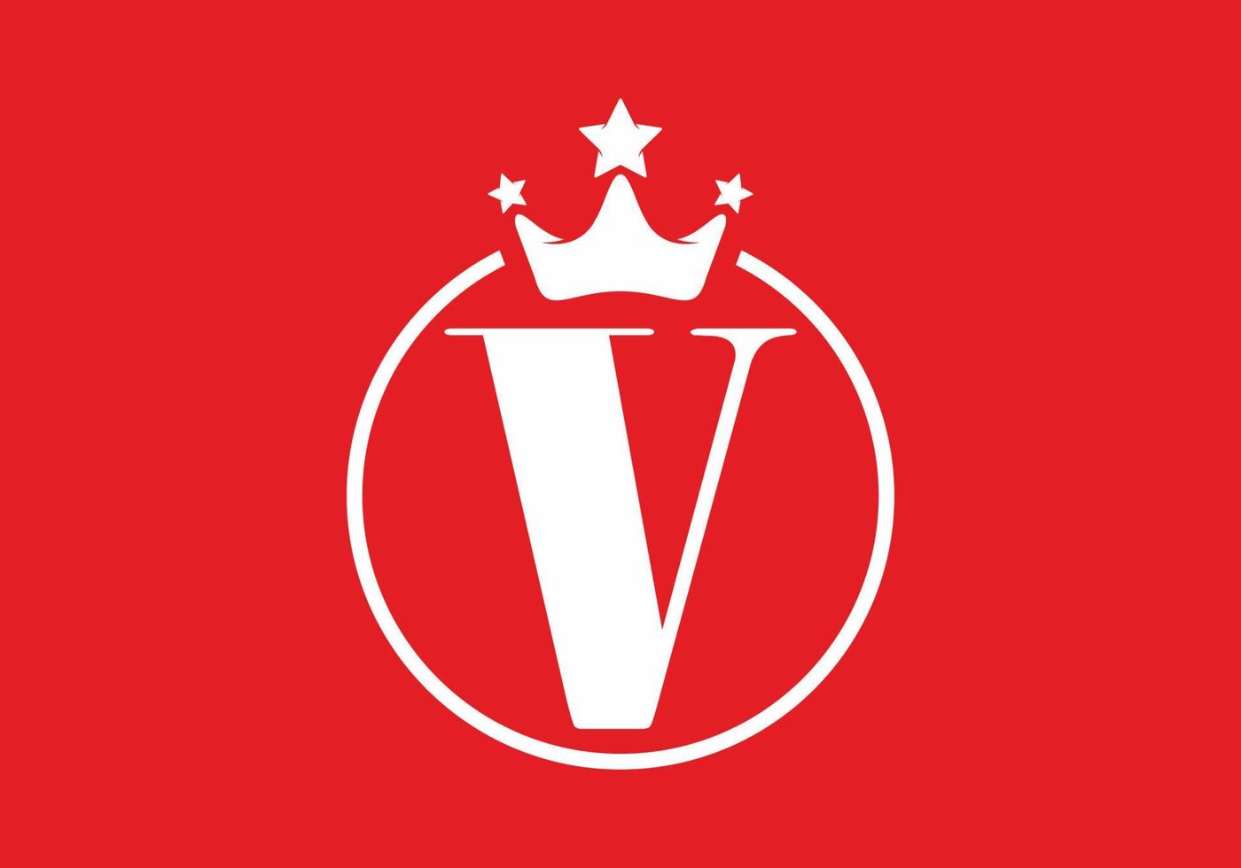 lettre initiale v rouge blanc avec logo couronne vecteur