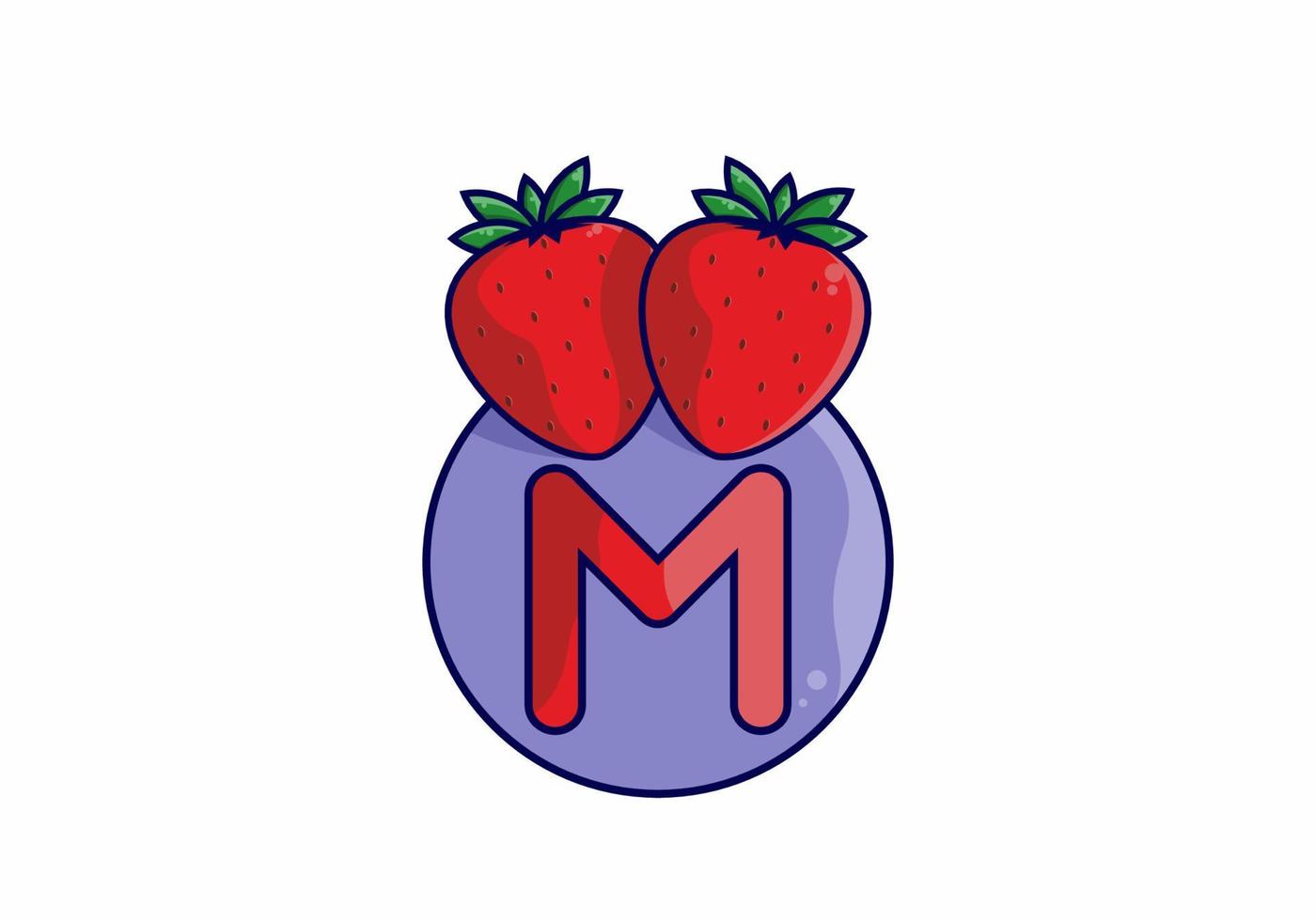 fraise rouge avec lettre initiale m vecteur