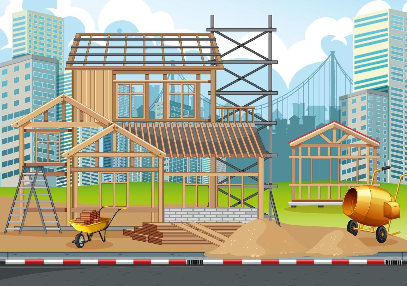 scène de dessin animé du chantier de construction vecteur