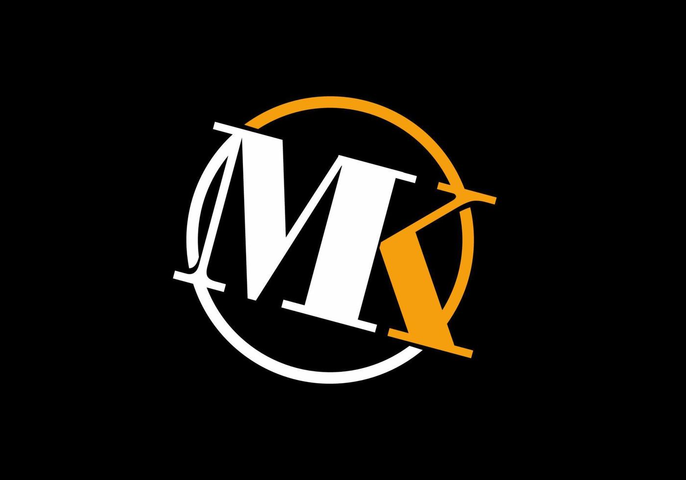 blanc orange noir du texte de la lettre initiale mk vecteur