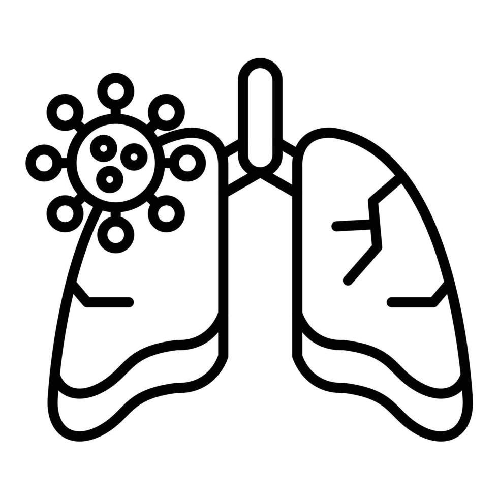 icône de ligne d'infection des poumons vecteur