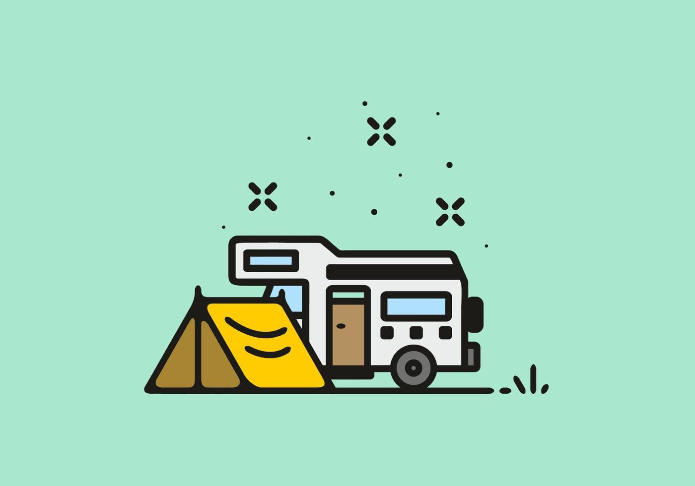 illustration de camping camping car simple vecteur