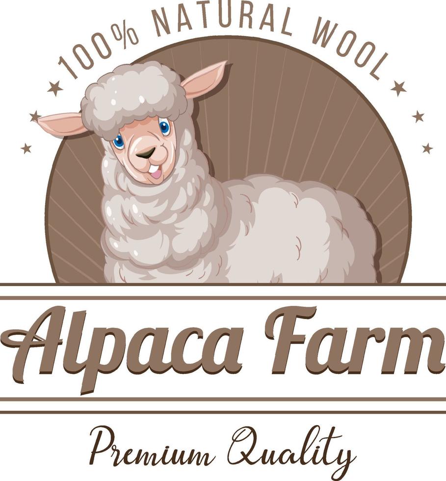 logo de la ferme d'alpaga pour les produits en laine vecteur