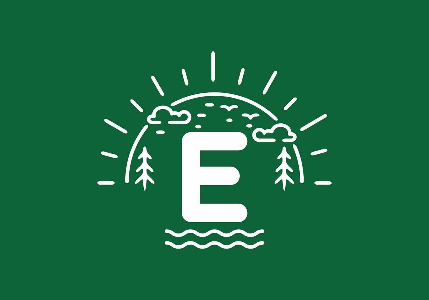 insigne de nature sauvage vert blanc avec lettre initiale e vecteur