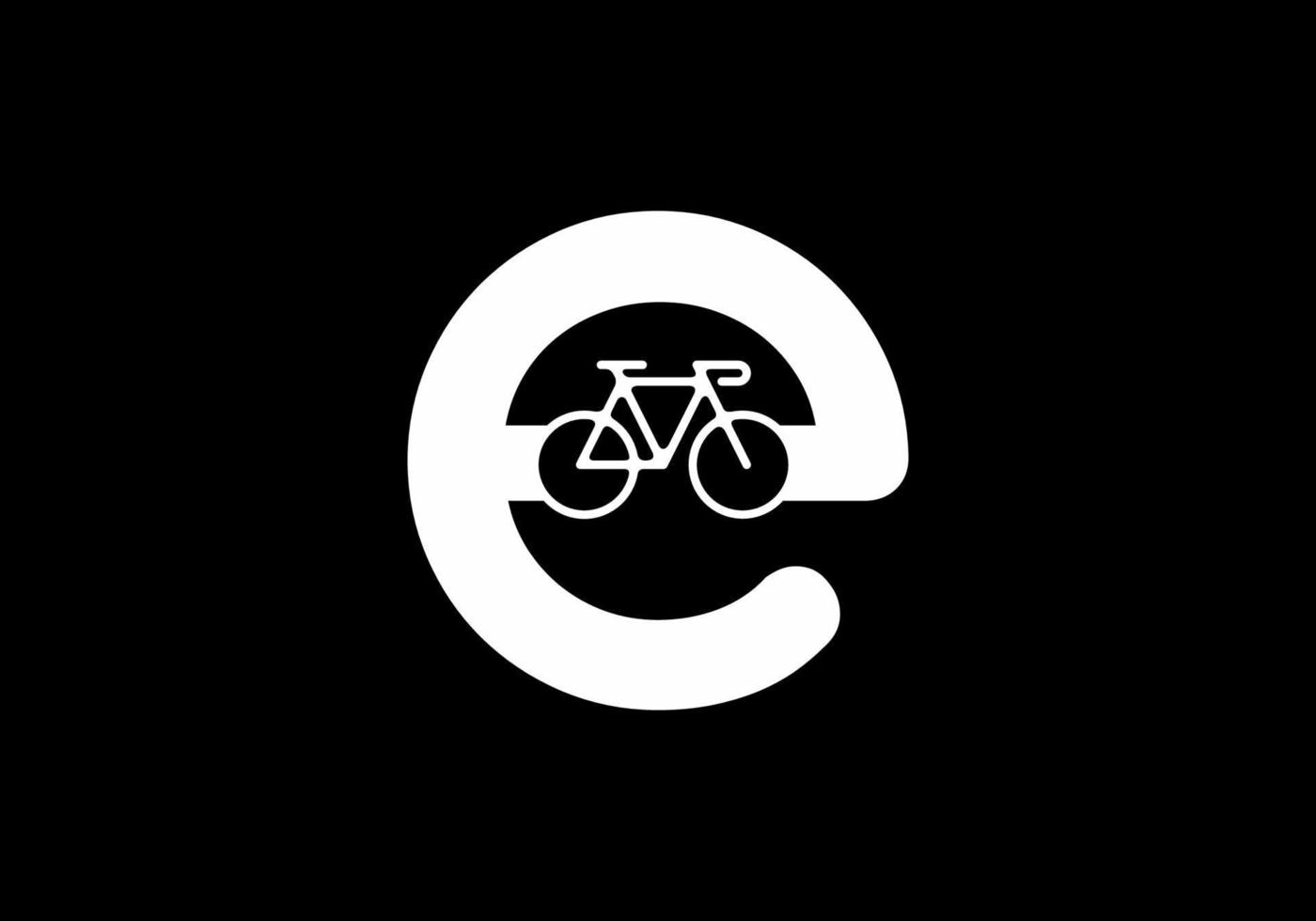couleur noire blanche de la lettre initiale e avec vélo vecteur